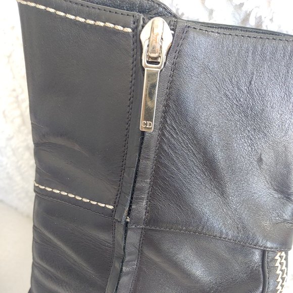 CHRISTIAN DIOR Logo Charm Booties Heels Boots - Picture 15 of 15